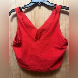 Beyond Yoga Red V neck sports bra long line butter soft lined sz XL beautiful